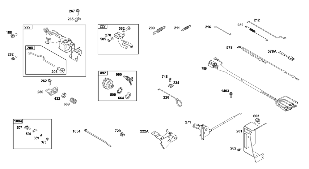 Controls Group Diagram and Parts List for 356447-0668-B5 200000 - 399999 Briggs and Stratton Engine